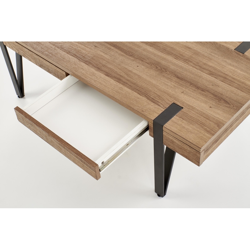 Table basse TULUZA 41x120 cm doré noyer/noir
