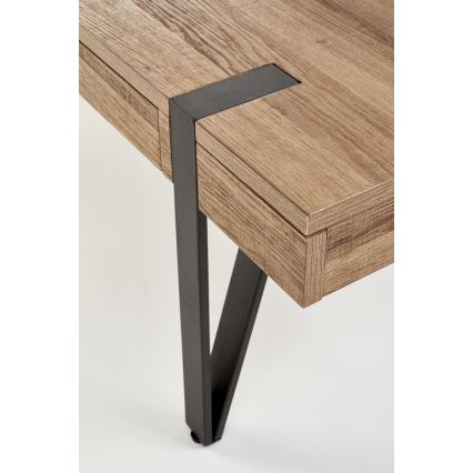 Table basse TULUZA 41x120 cm doré noyer/noir