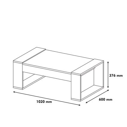 Table basse VENUS 38x102 cm crème/marron