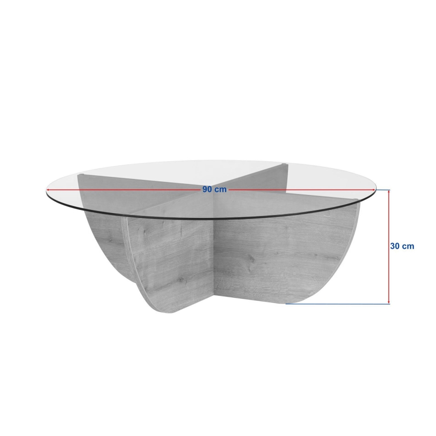Table basse VERE Ø 90 cm beige/transparent