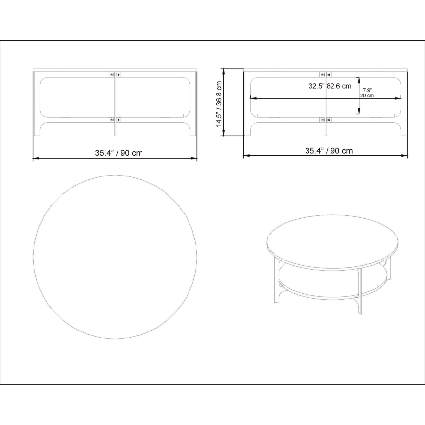 Table basse VERSY 37x90 cm noir