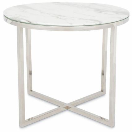 Table basse VERTIGO 50x60 cm chrome brillant/blanc