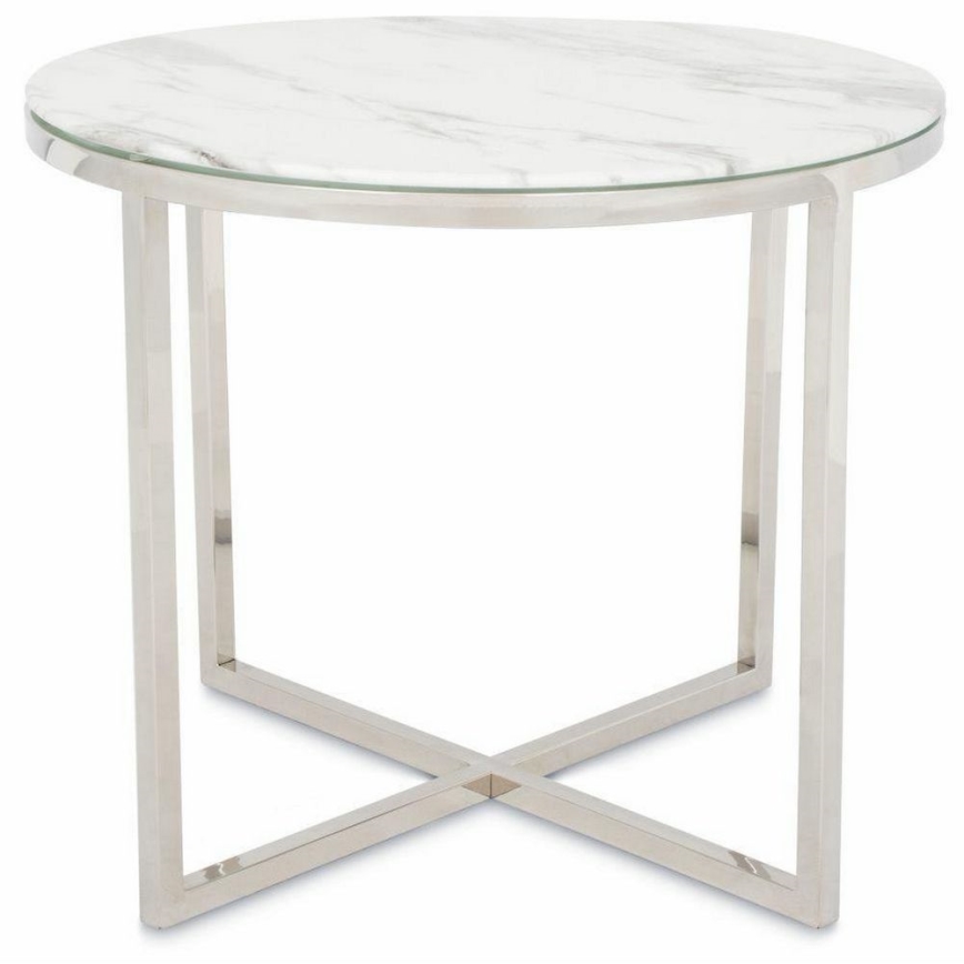 Table basse VERTIGO 50x60 cm chrome brillant/blanc