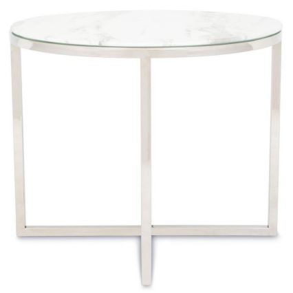 Table basse VERTIGO 50x60 cm chrome brillant/blanc