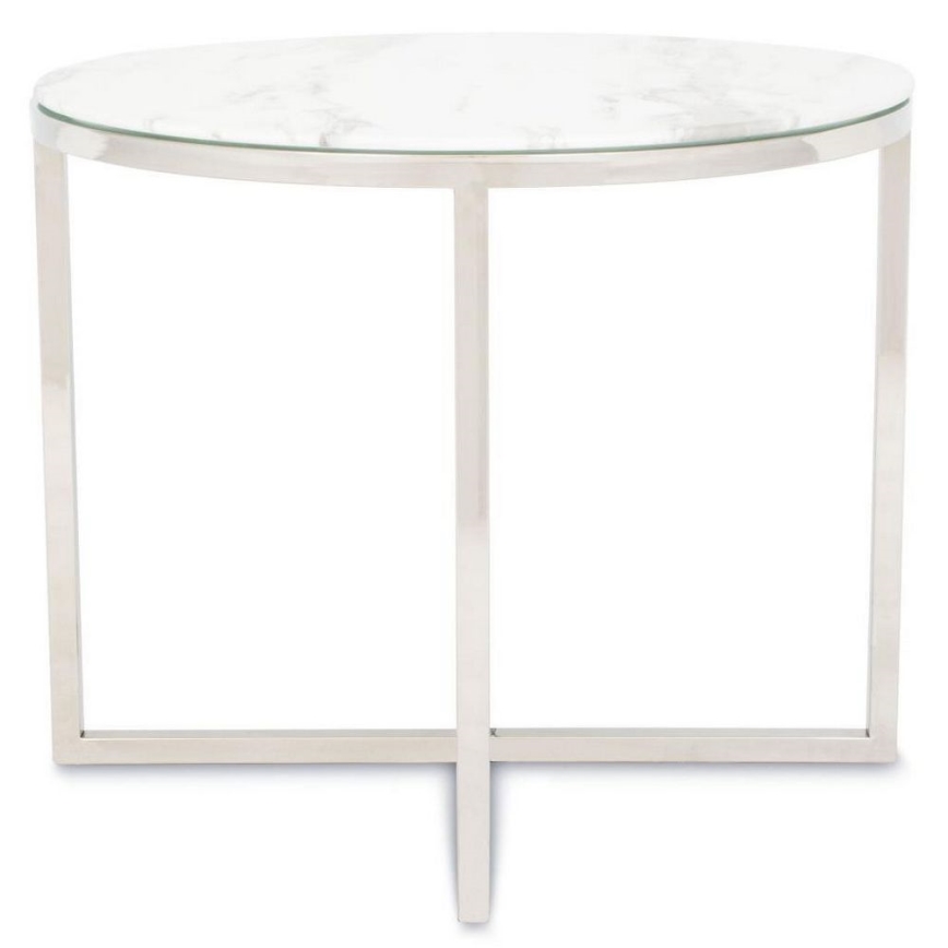 Table basse VERTIGO 50x60 cm chrome brillant/blanc