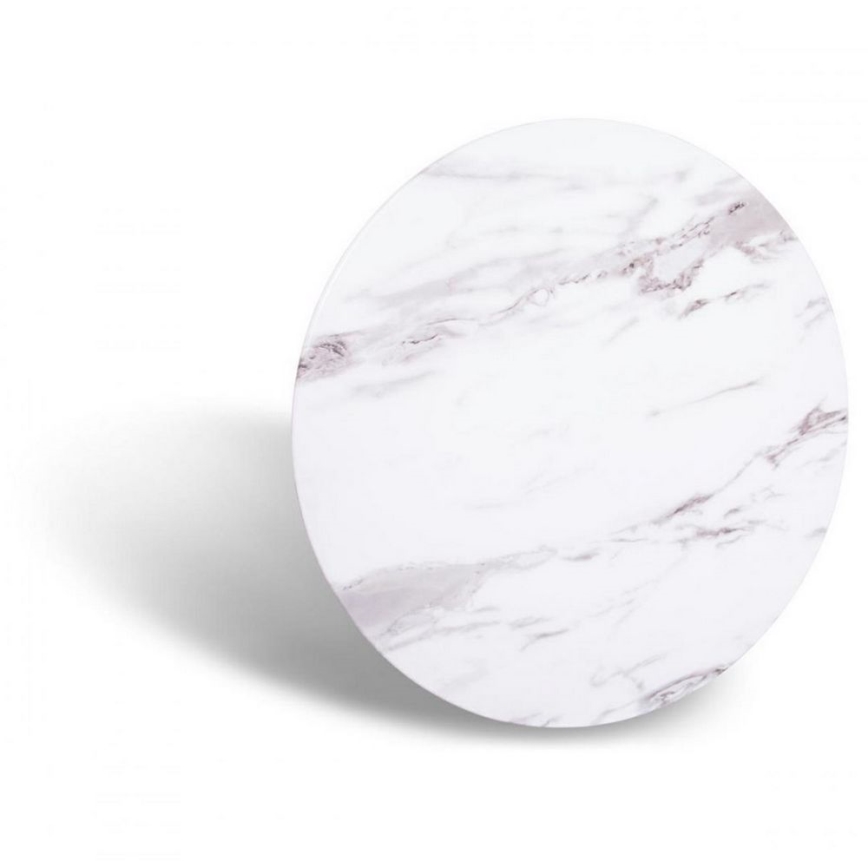 Table basse VERTIGO 50x60 cm chrome brillant/blanc