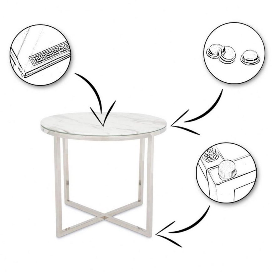 Table basse VERTIGO 50x60 cm chrome brillant/blanc