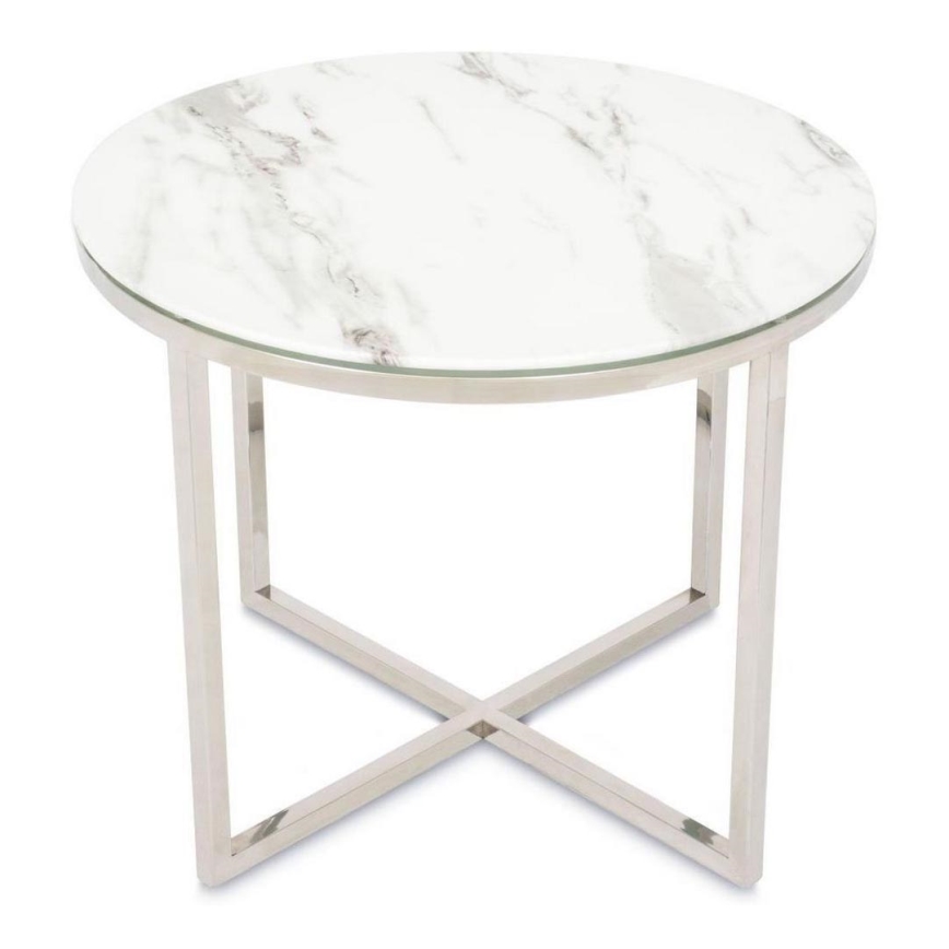 Table basse VERTIGO 50x60 cm chrome brillant/blanc