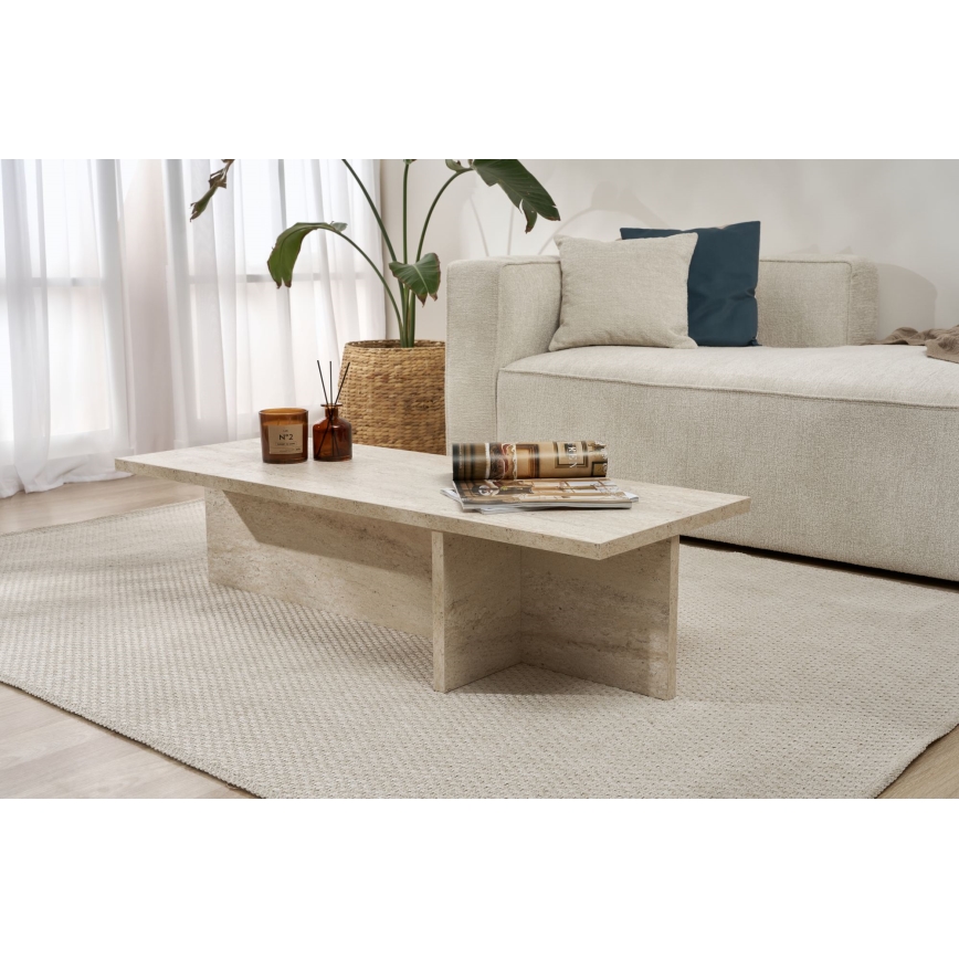 Table basse VERUM 120 x 45 cm en travertin