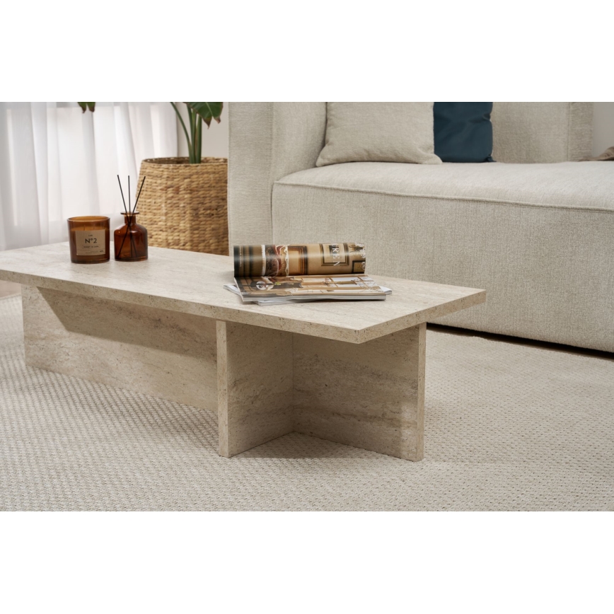 Table basse VERUM 120 x 45 cm en travertin