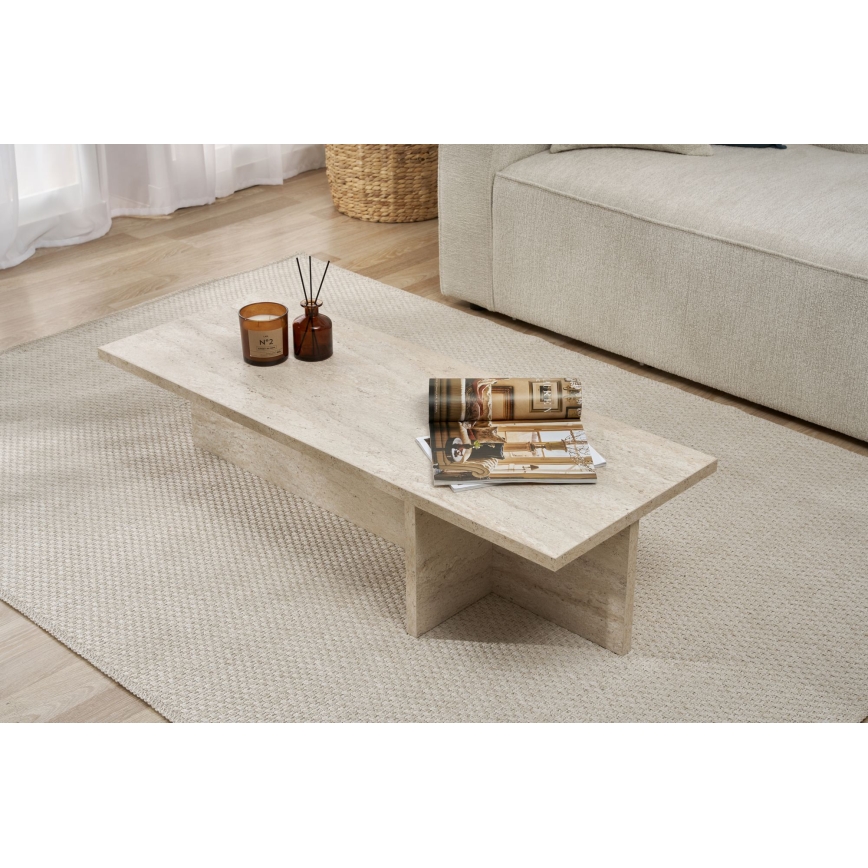 Table basse VERUM 120 x 45 cm en travertin