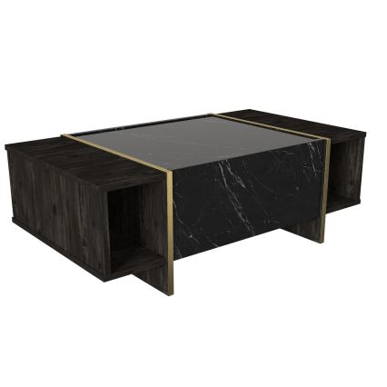 Table basse VEYRON 37,3x103,8 cm noire/dorée