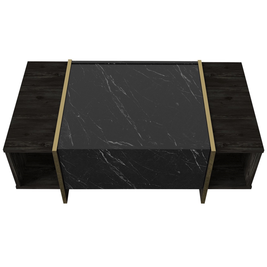 Table basse VEYRON 37,3x103,8 cm noire/dorée