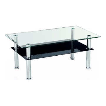 Table basse YOLANDA 50x103 cm transparent/chrome brillant