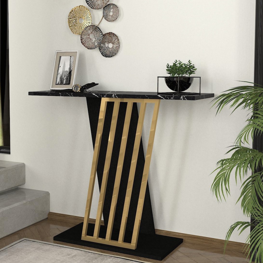 Table console GRAVITY 76,8x90 cm noir/doré