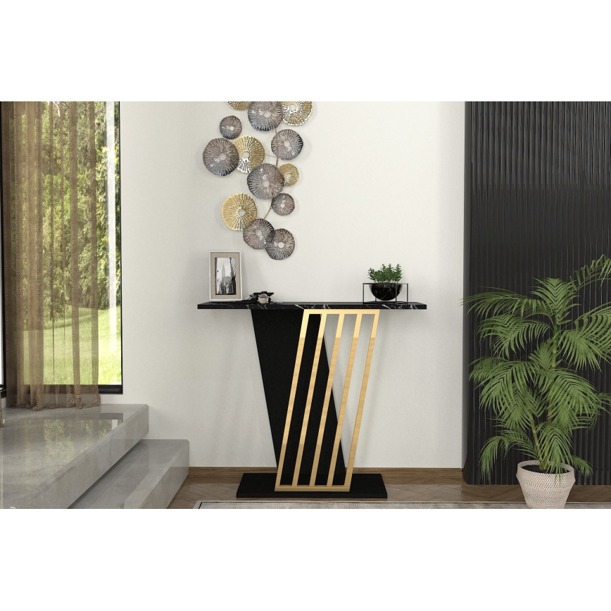 Table console GRAVITY 76,8x90 cm noir/doré