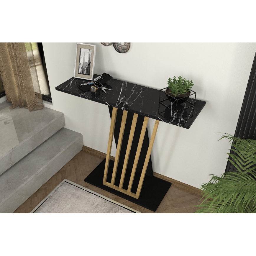 Table console GRAVITY 76,8x90 cm noir/doré