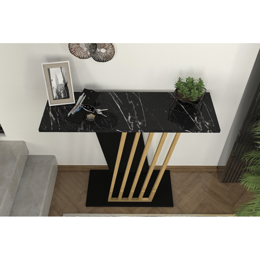 Table console GRAVITY 76,8x90 cm noir/doré