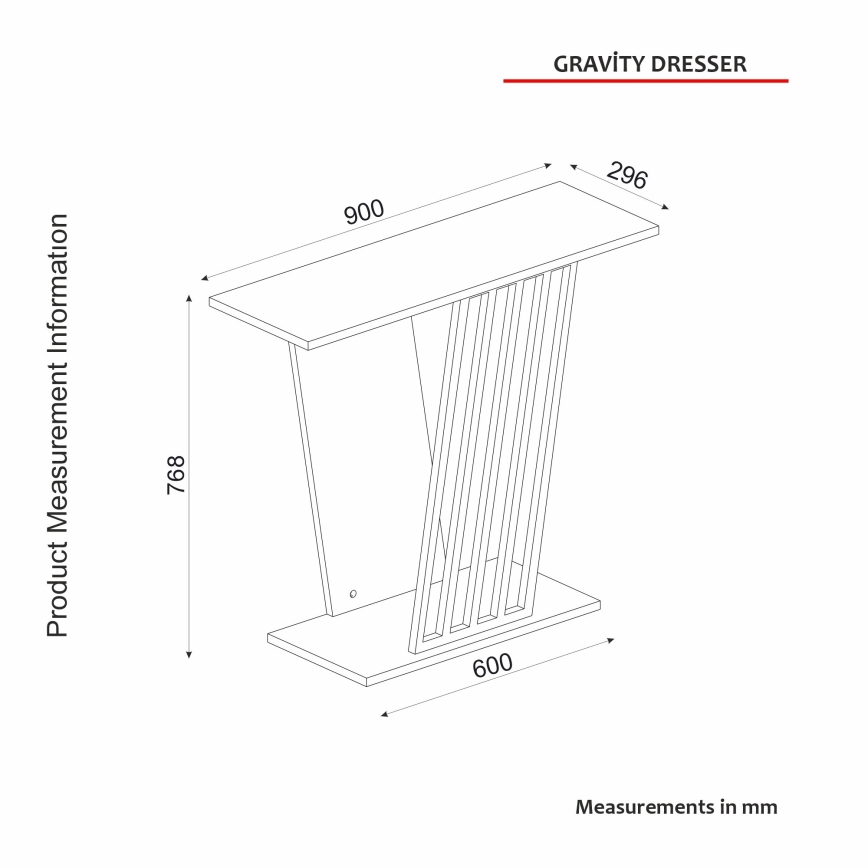 Table console GRAVITY 76,8x90 cm noir/doré