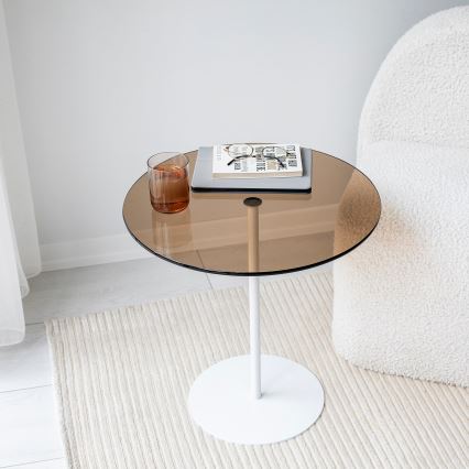Table d'appoint CHILL 50x50 cm blanc/bronze