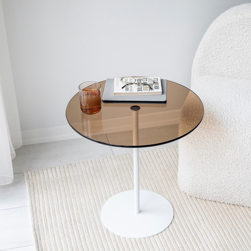 Table d'appoint CHILL 50x50 cm blanc/bronze
