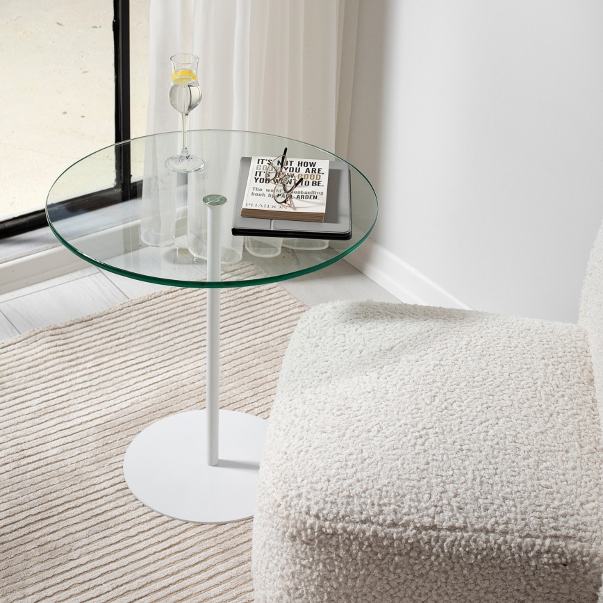 Table d'appoint CHILL 50x50 cm blanc/transparent