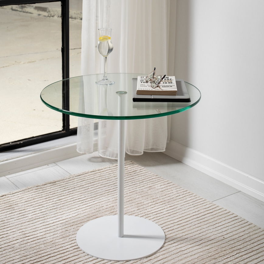 Table d'appoint CHILL 50x50 cm blanc/transparent