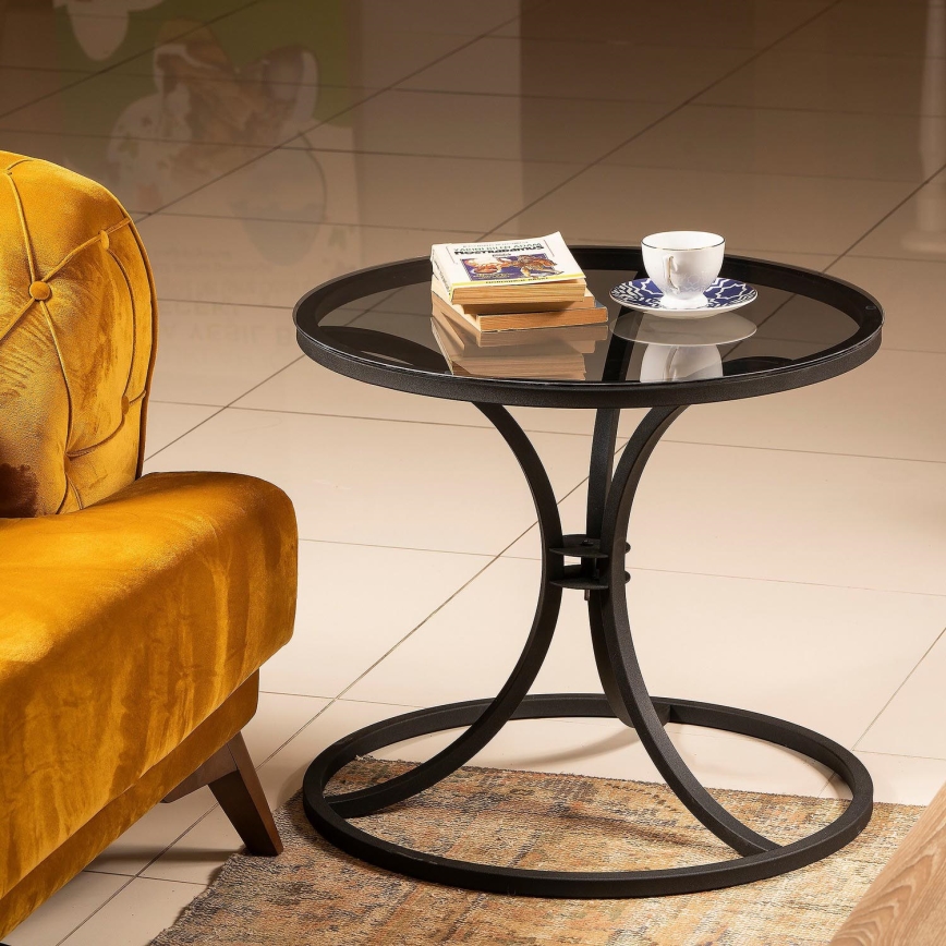 Table d'appoint CORLEAONE 57,8x60 cm noir