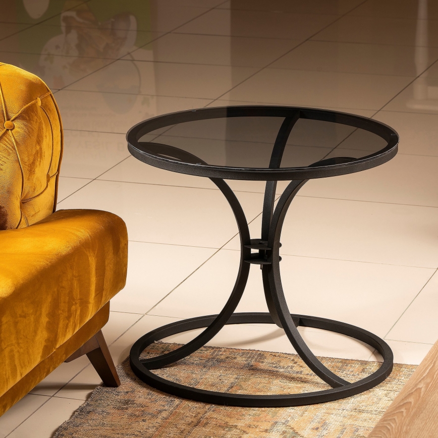 Table d'appoint CORLEAONE 57,8x60 cm noir