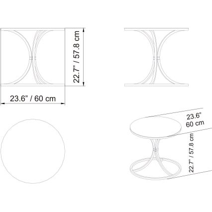 Table d'appoint CORLEAONE 57,8x60 cm noir