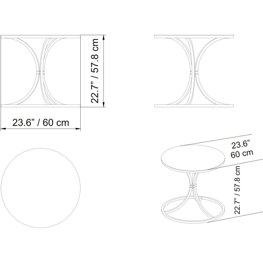 Table d'appoint CORLEAONE 57,8x60 cm noir