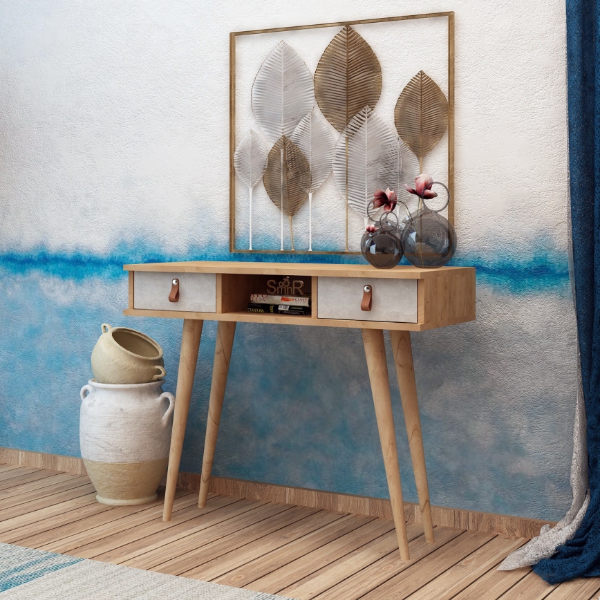 Table d'appoint LAWEN 88x100 cm beige/gris