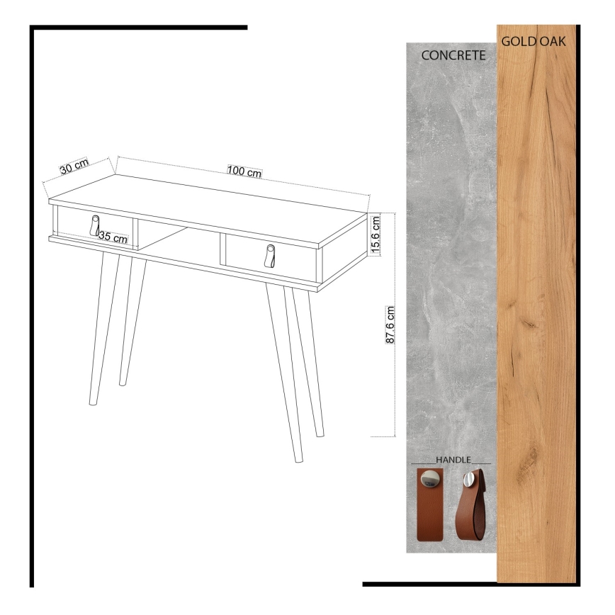 Table d'appoint LAWEN 88x100 cm beige/gris