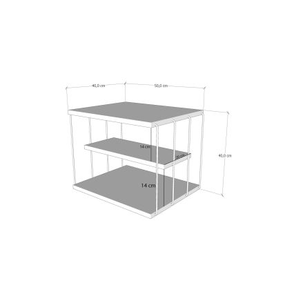 Table d'appoint LIFON 40x50 cm blanche/noire