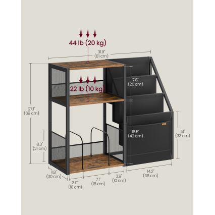 Table d'appoint LUVOR 81x30 cm marron/noir