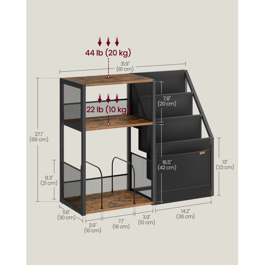 Table d'appoint LUVOR 81x30 cm marron/noir
