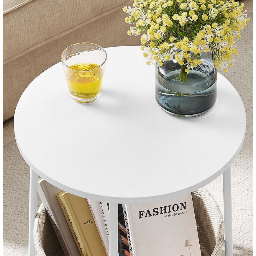 Table d'appoint NOIRA blanche/marron clair