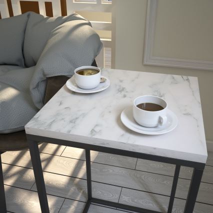 Table d'appoint PURE 62x35 cm blanc/noir