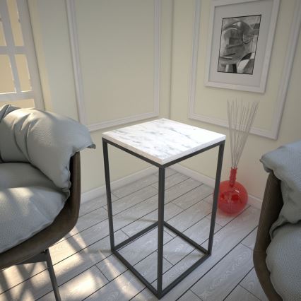 Table d'appoint PURE 62x35 cm blanc/noir