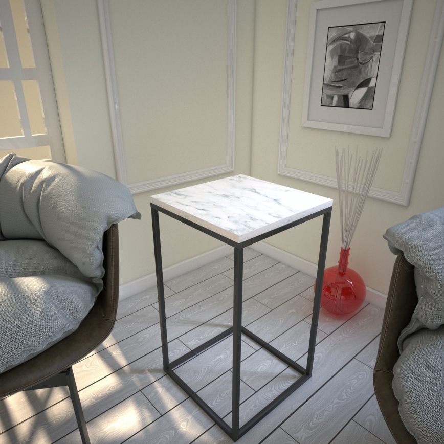 Table d'appoint PURE 62x35 cm blanc/noir