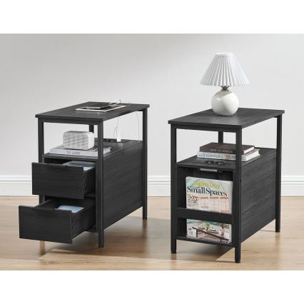 Table d'appoint ROD noire avec prises et ports USB intégrés