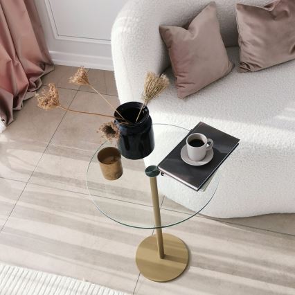 Table d'appoint SOCIAL 50x40 cm doré/transparent