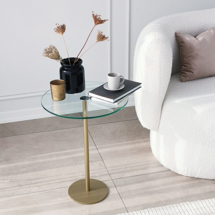 Table d'appoint SOCIAL 50x40 cm doré/transparent