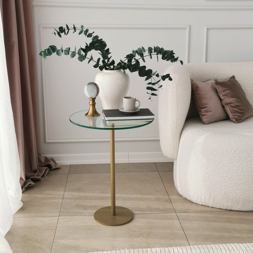 Table d'appoint SOCIAL 50x40 cm doré/transparent