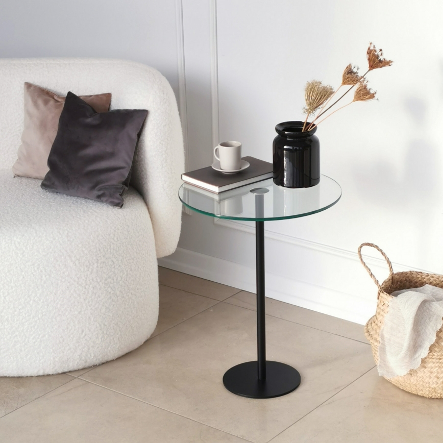 Table d'appoint SOCIAL 50x40 cm noir/transparent