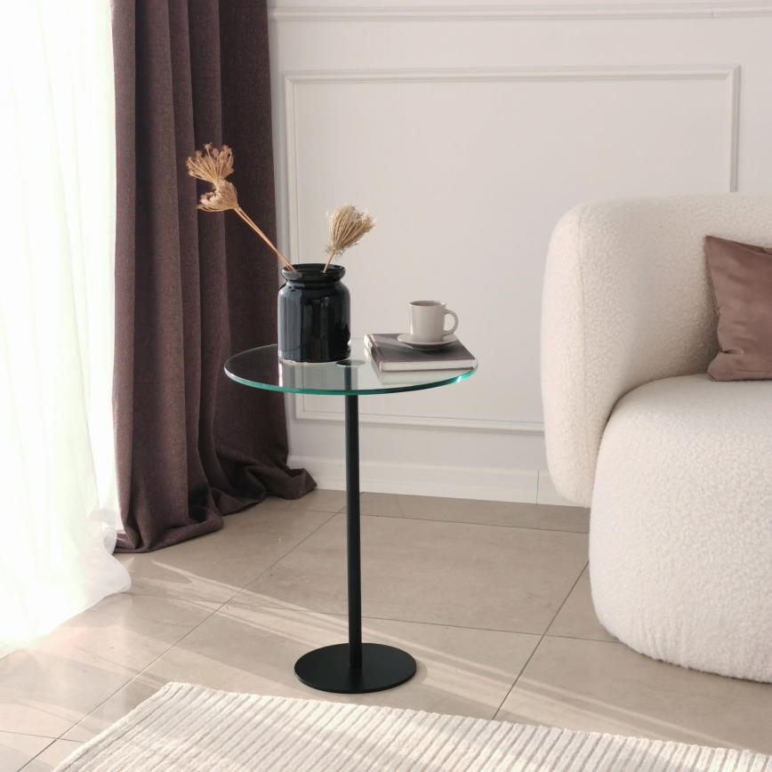 Table d'appoint SOCIAL 50x40 cm noir/transparent
