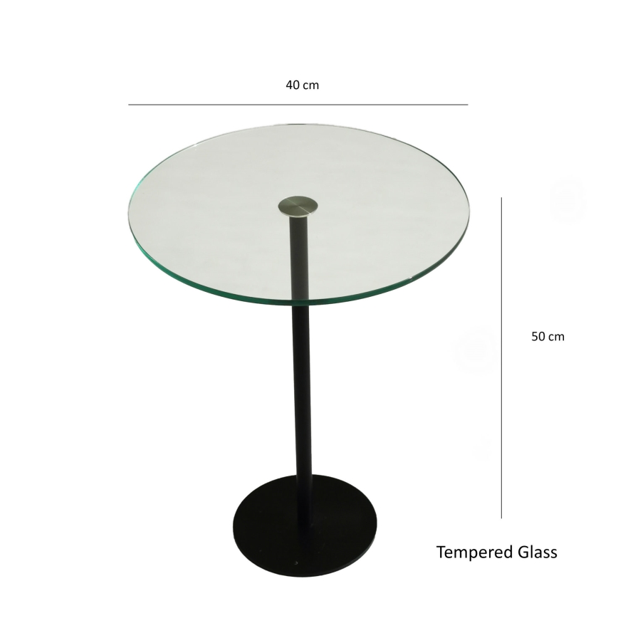 Table d'appoint SOCIAL 50x40 cm noir/transparent