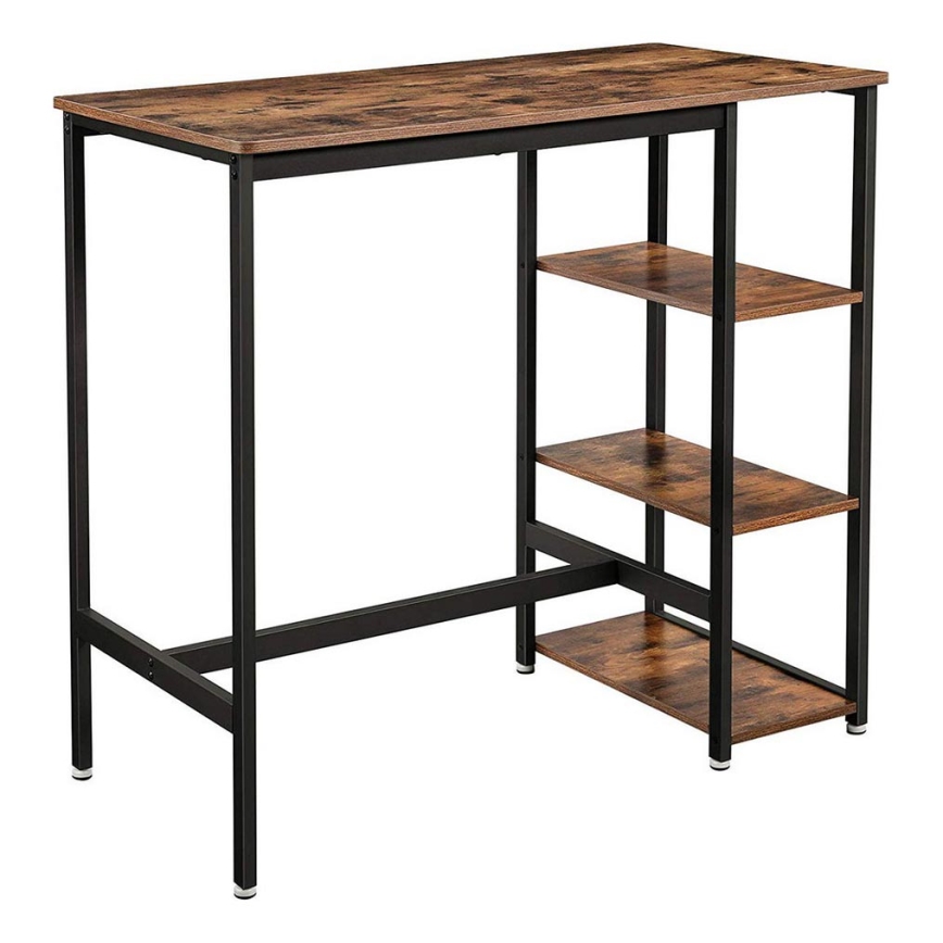 Table de bar avec étagères BARTIS marron/noir