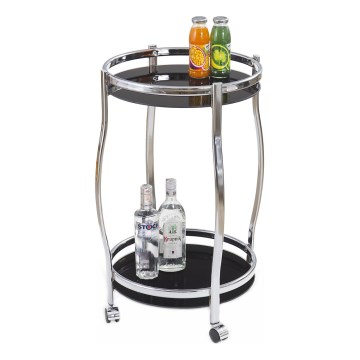 Table de bar mobile BAR 71x42 cm chrome brillant/noir
