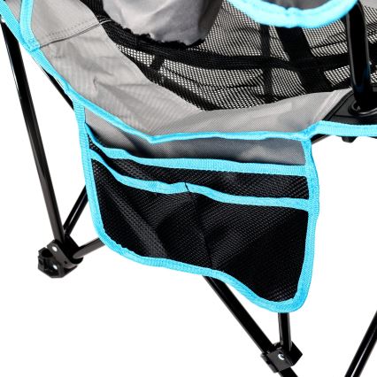 Table de camping pliable + chaise gris/bleu